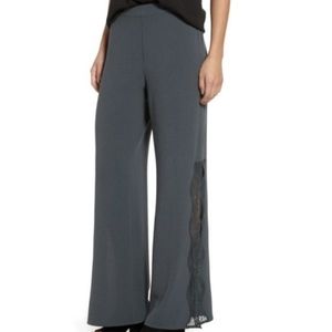 Leith Blue Grey Side Lace Slit Flare Wide Leg Flowy Dress Pant - Size M